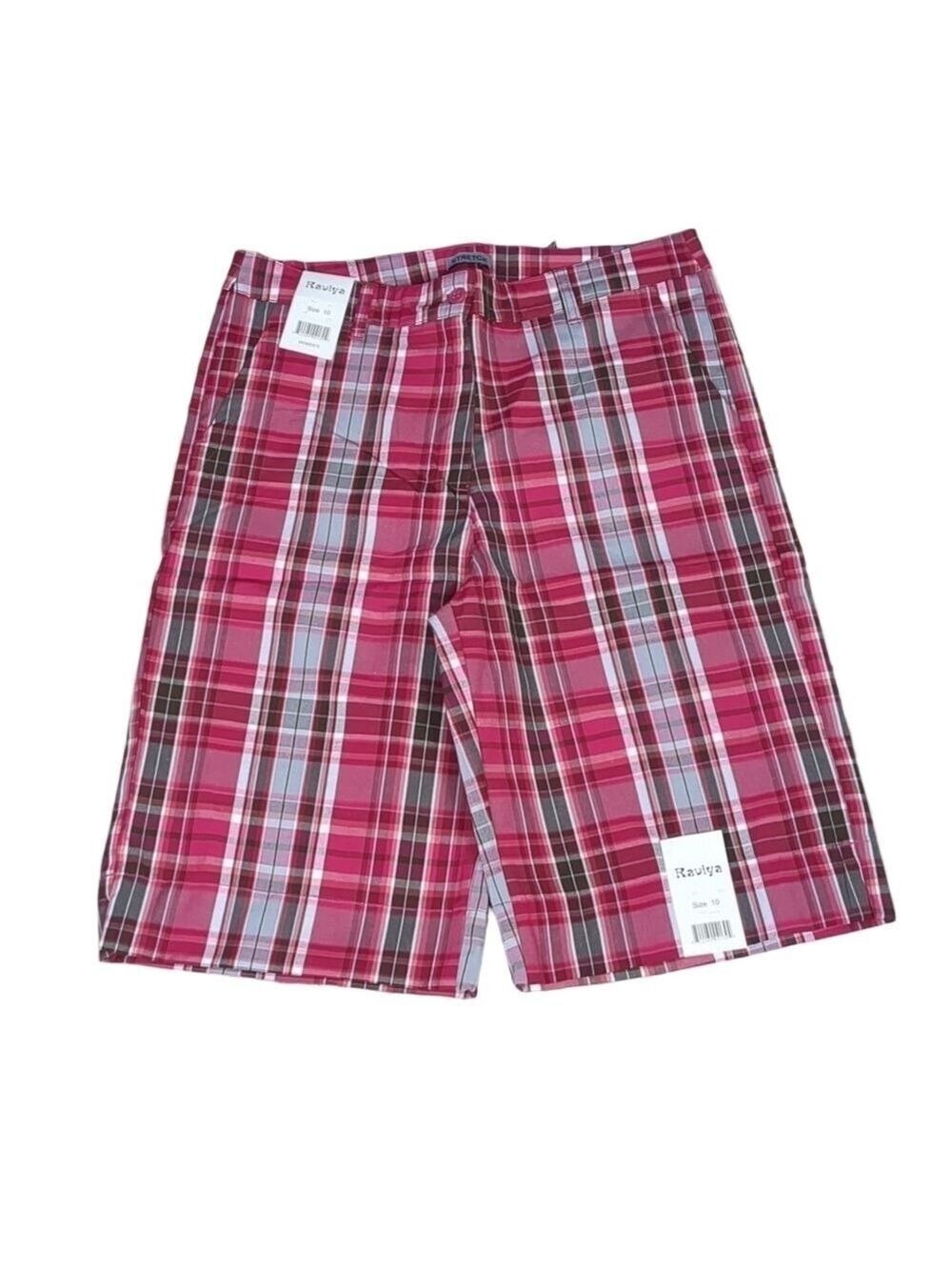 RAVIYA pink plaid Bermuda shorts size 10